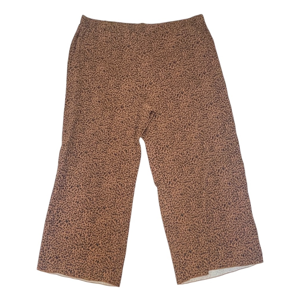 NWT Jorge Perez Crepe Pull On Style Animal Print Wide‎ Leg Pants Women's 2X